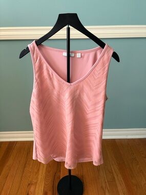 New York & Company Light Pink V-Neck Chevron Camisole